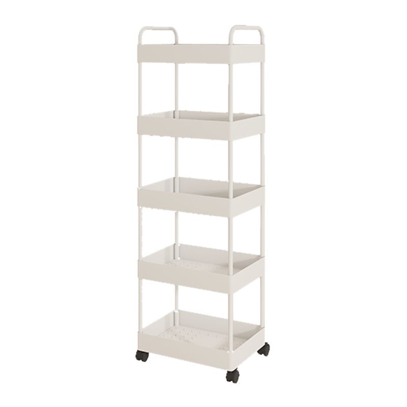 Modern Open Etagere Bookshelf Metal Frame Plastic Shelf Bookshelf with Caster Wheels