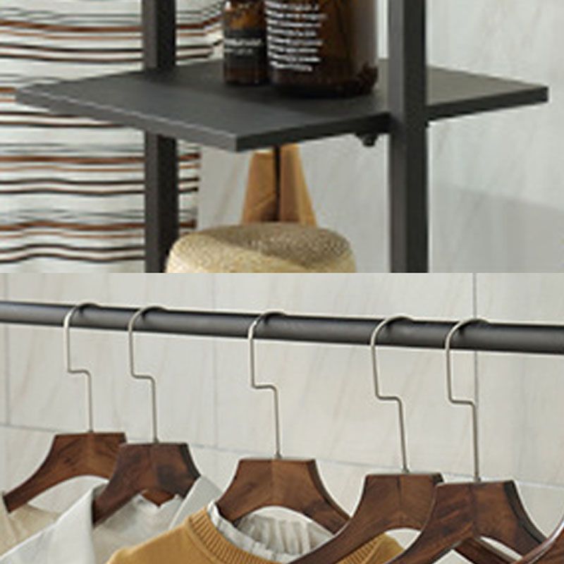 Contemporary Coat Rack Free Standing Storage Shelf Organizer Metal Hall Stand