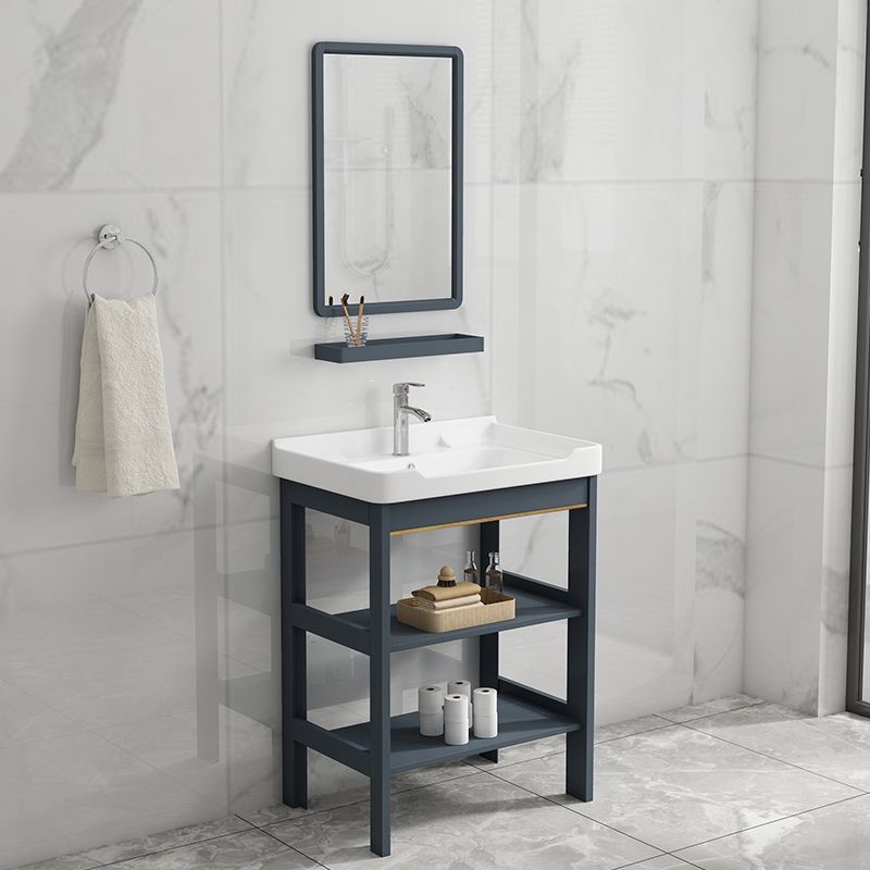 Metal Frame Vanity Shelving Included Single Sink Freestanding Bathroom Vanity