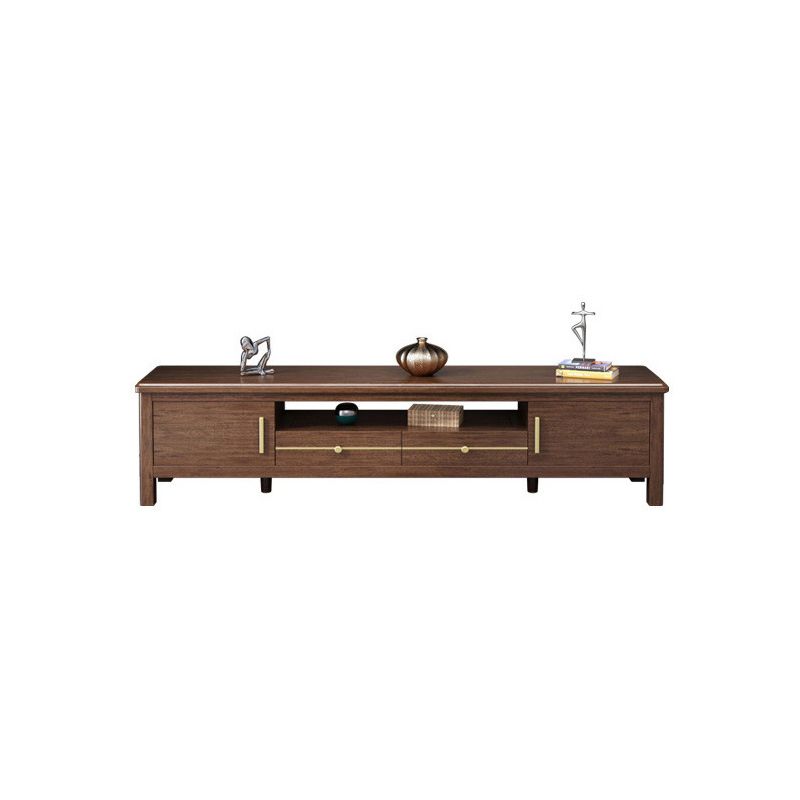 Traditional Walnut TV Stand Console Open Storage TV Media Stand for Living Room