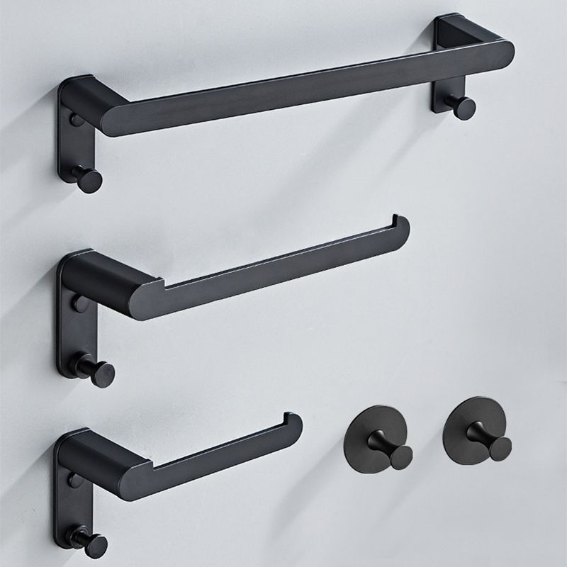 Metal Bathroom Set 5-piece Modern Style Black Bathroom Hardware Set