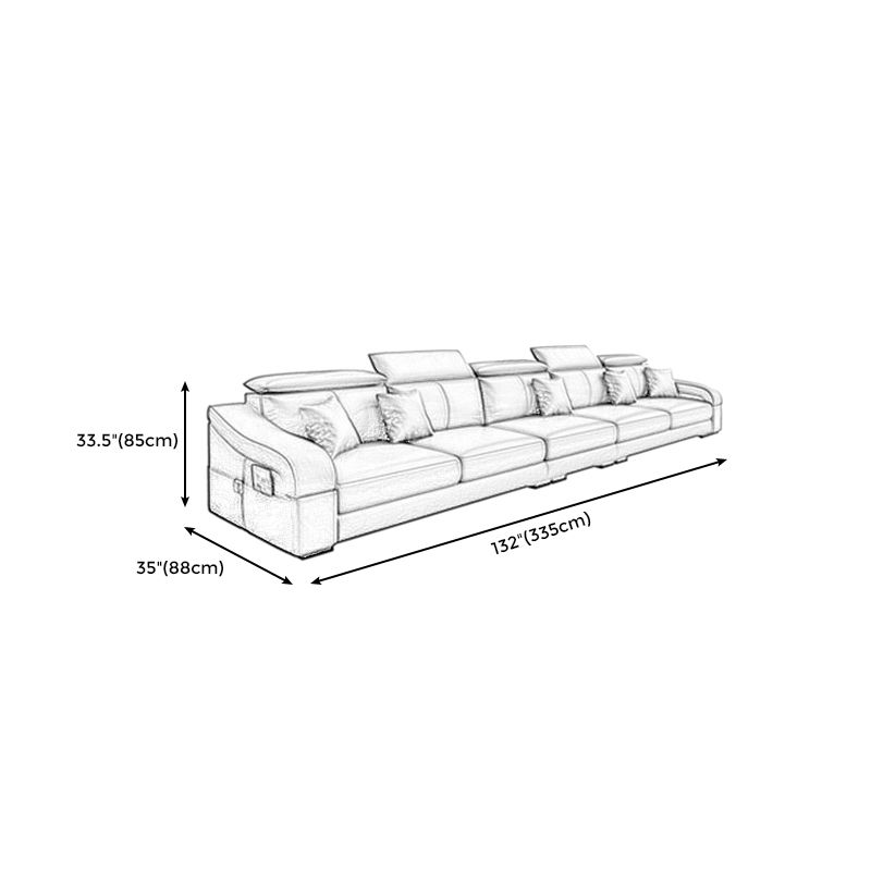 Modern Cushion Back Sectional Sofa 33.46"High Sloped Arms Sectionals with Storage, Grey