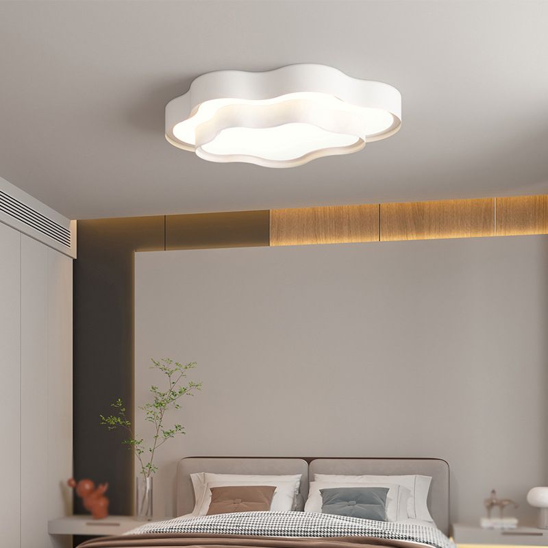 Contemporary Flush Mount 2-Tier Ceiling Mounted Fixture in White for Bedroom