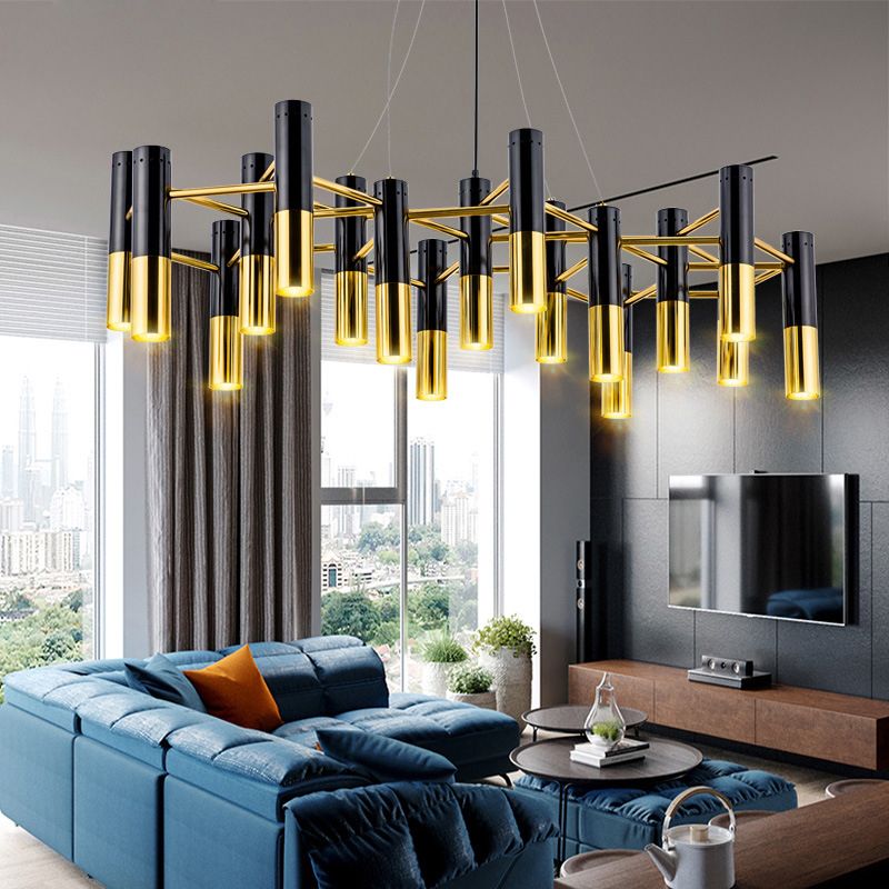 Sitting Room Postmodern Metal Chandelier Lighting Fixture Balck-gold Chandelier Pendant Light