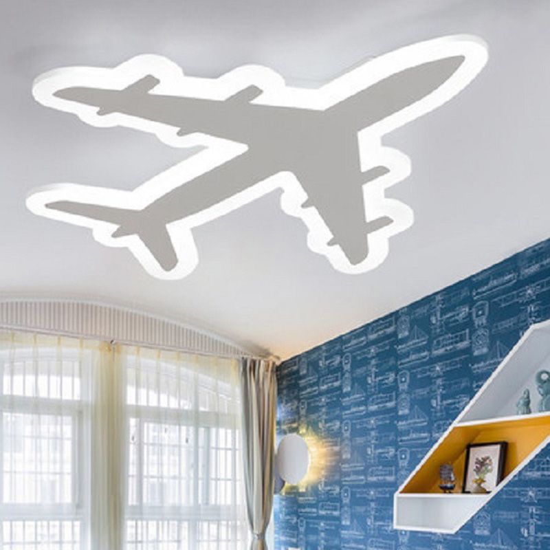 White Airplane Flush-Mount Light Fixture Minimalist LED Acrylic Ceiling Flush Mount Light