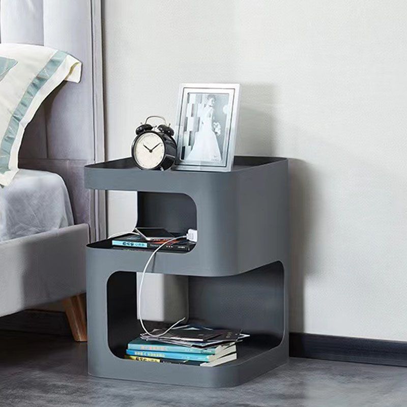 Contemporary Metal Bed Nightstand Open Storage Bedside Cabinet