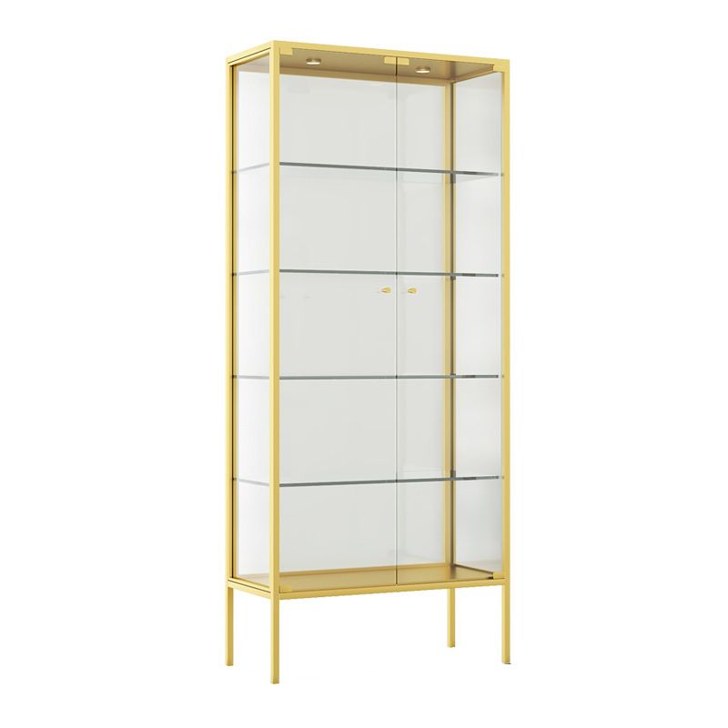 Glam Curio Cabinet Metal Glass Doors Buffet Cabinet for Living Room