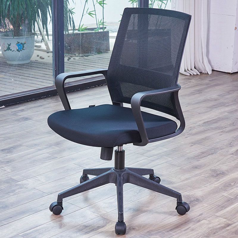 Arms Included Black Frame Office Chair No Distressing Mid-back Chair