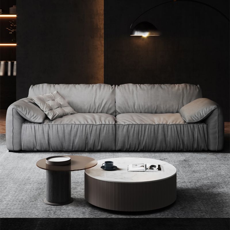 Living Room Pillow Top Arm Standard Sofa Light Gray Couch for Apartment