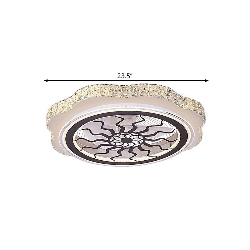 Sunflower/Plum Blossom/Star Patrón colgante Luz de ventilador Modernos de corte rectangular de 23.5 "W LED White Semi-Flush Monte