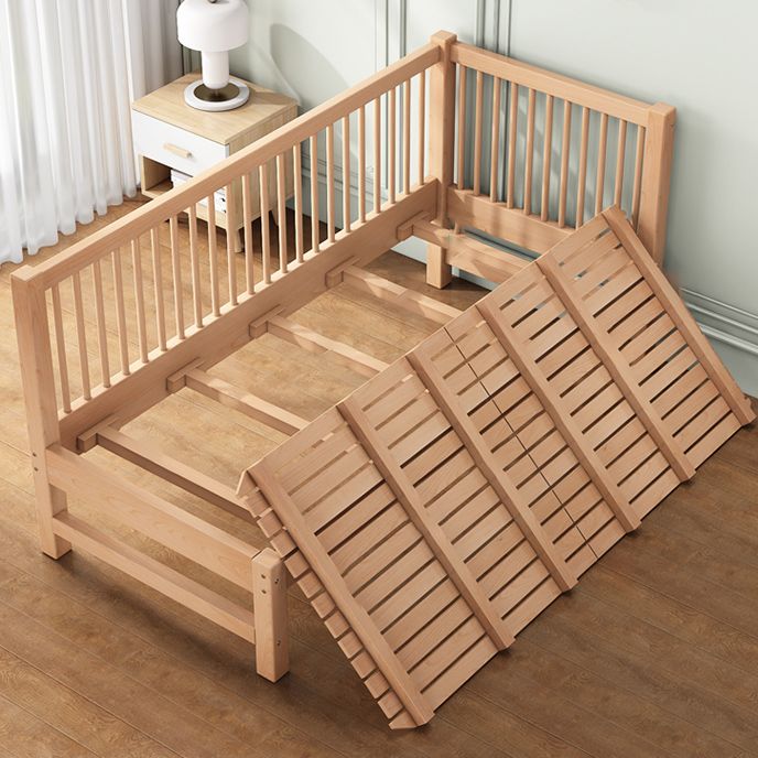 Traditional Style Solid Wood Nursery Crib with Mattress and Guardrail