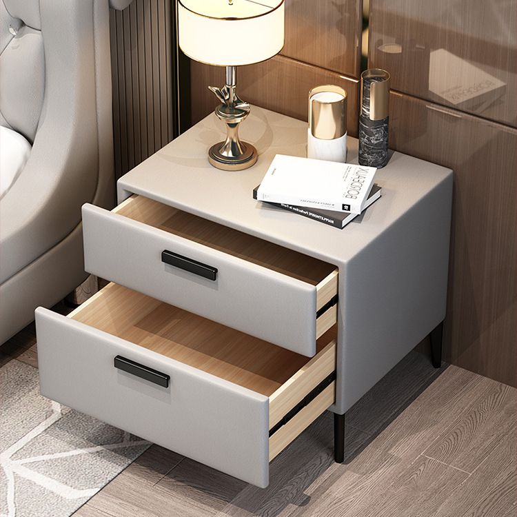 Modern Night Table Solid Wood Accent Table Nightstand with 2 Drawers