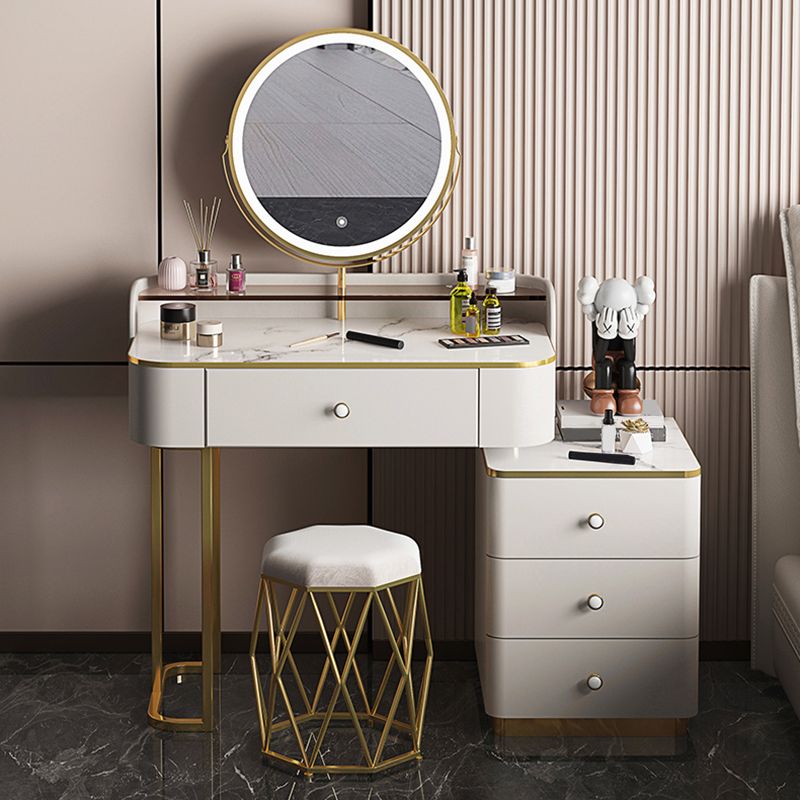 Glam Wooden With Drawer Bedroom Lighted Mirror Make-up Vanity