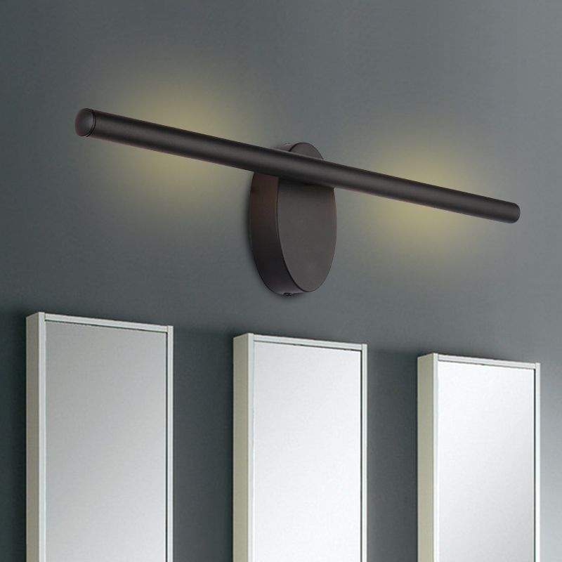 Contemporary LED Wall Lamp with Acrylic Shade Black Finish Tubed Wall Sconce Lighting for Bathroom, 21.5"/28"/36" Wide