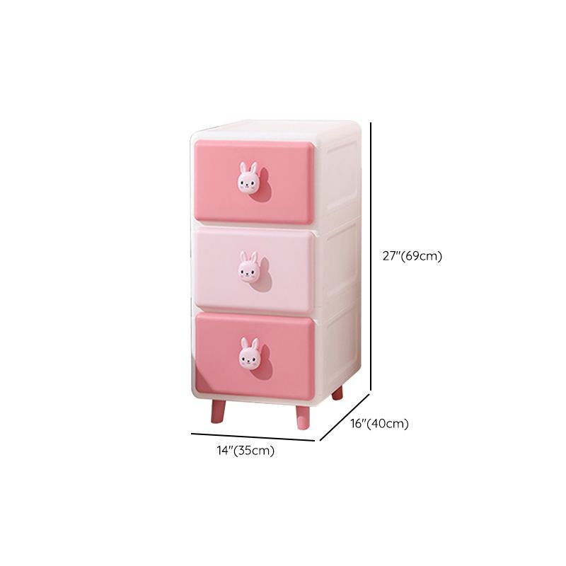 Modernism Plastic Nursery Dresser Vertical Kids Nightstand with 2/3/4/5/6 Drawers for Room