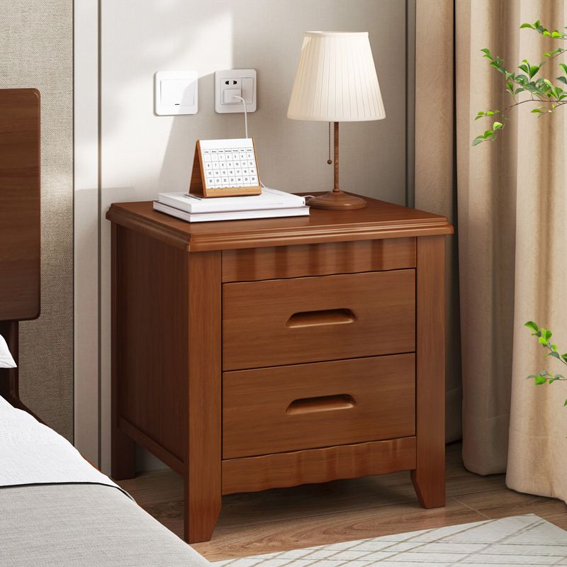 Solid Wood Nightstand Contemporary Bedside Cabinet with Drawers