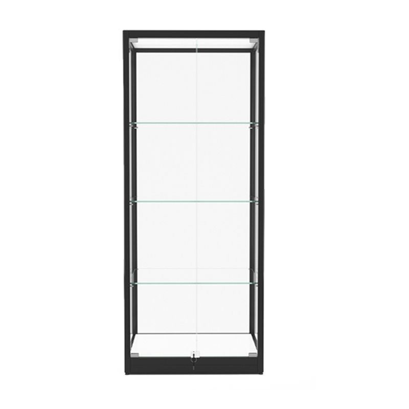 Modern Glass Curio Cabinets Black Display Stand with Adjustable Shelves