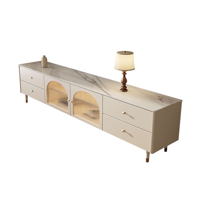 Contemporary Media Console Stone TV Media Console with Drawers