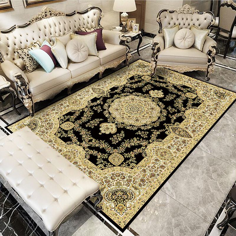 Glam Floral Swirls Rug Multicolor Victorian Rug Synthetics Pet Friendly Non-Slip Stain Resistant Rug for Home