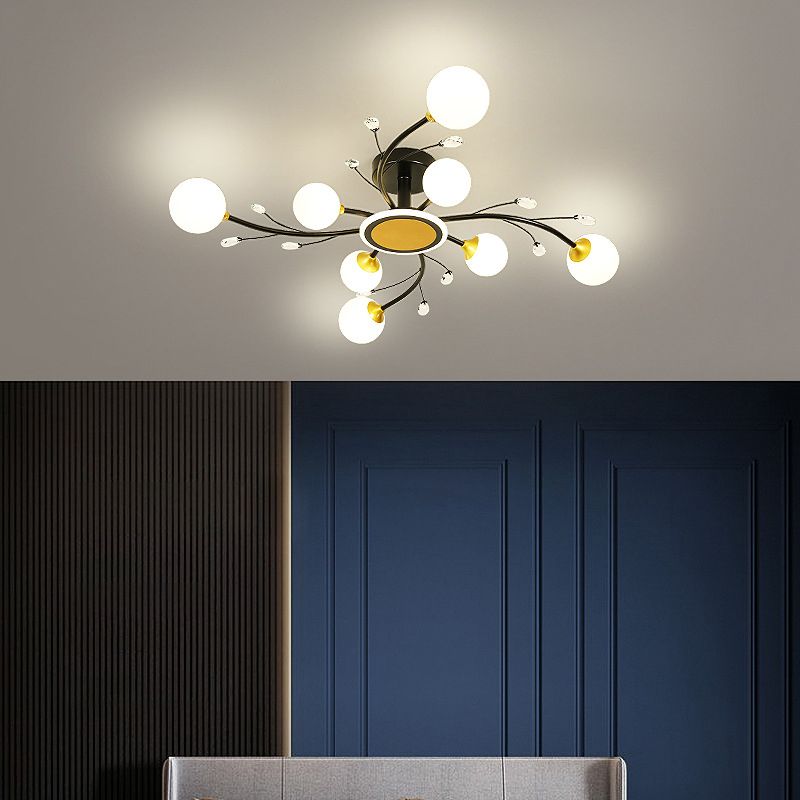 Milk Verre semi-luminaires luminaires Spoutnik Chambre moderne salon plafond Mount Mount Lights