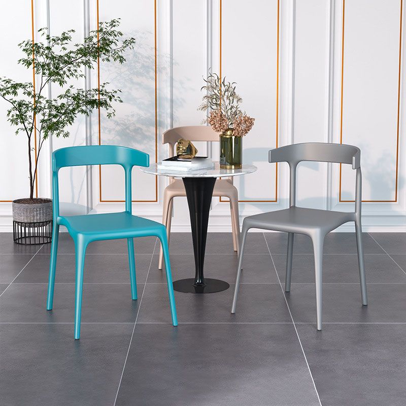 Contemporary Stackable Chairs Dining Kitchen Armless Chair with Plastic Legs