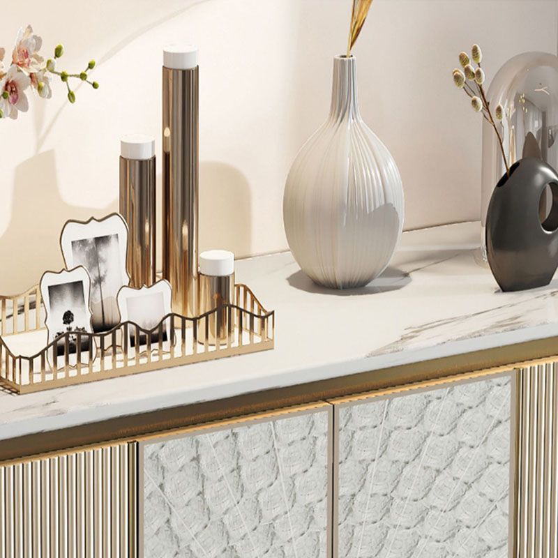 Glam Sideboard Marble Storage Sideboard Buffet with Doors for Dining Room