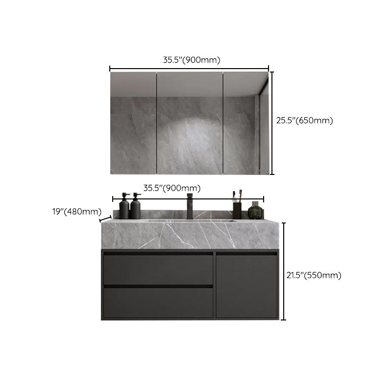 Modern Bathroom Sink Vanity Wall Mount Vanity Set with Mirror