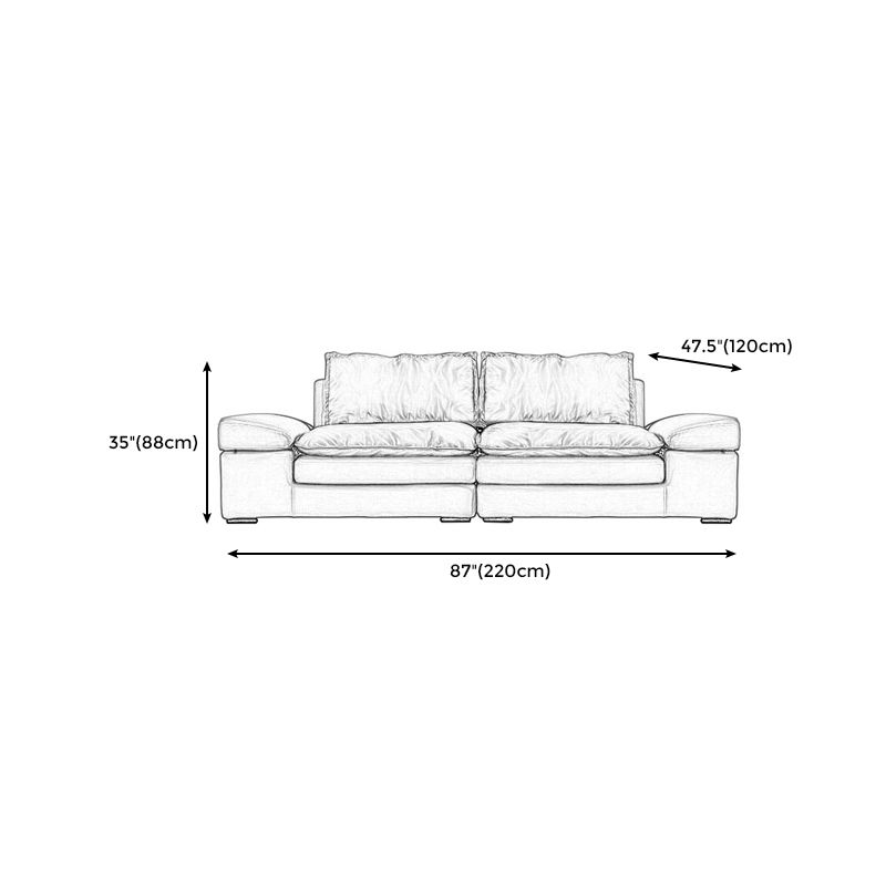 Modern Faux Leather Sectional Tan Cushion Back Sofa for Living Room