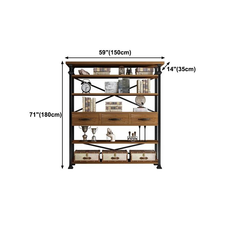 Solid Wood Bookshelf Industrial Style Open Back Bookcase for Home Office