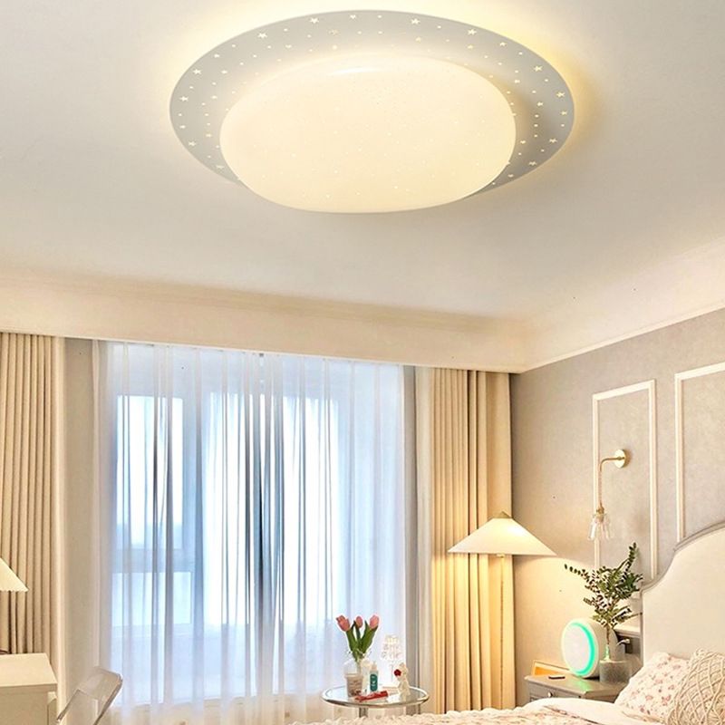 LED Modern Metal Flush Mount Cobblestone Shape Ceiling Lamp with Acrylic Shade for Bedroom