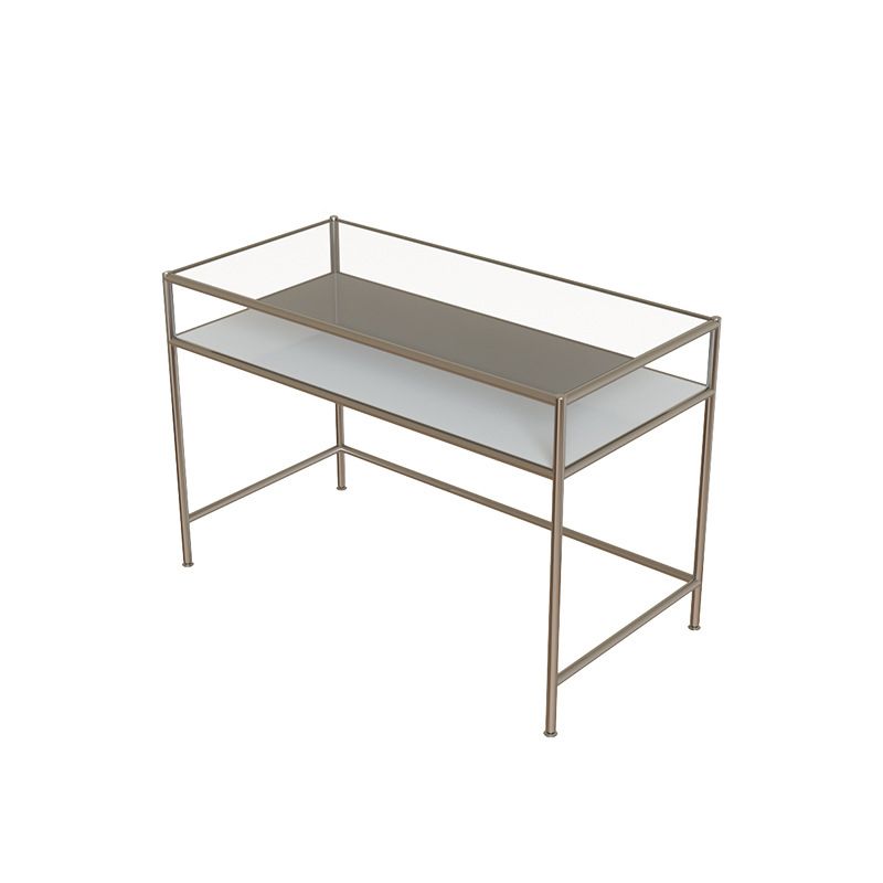 Contemporary Glass Writing Desk Rectangular Office Desk with Shelf