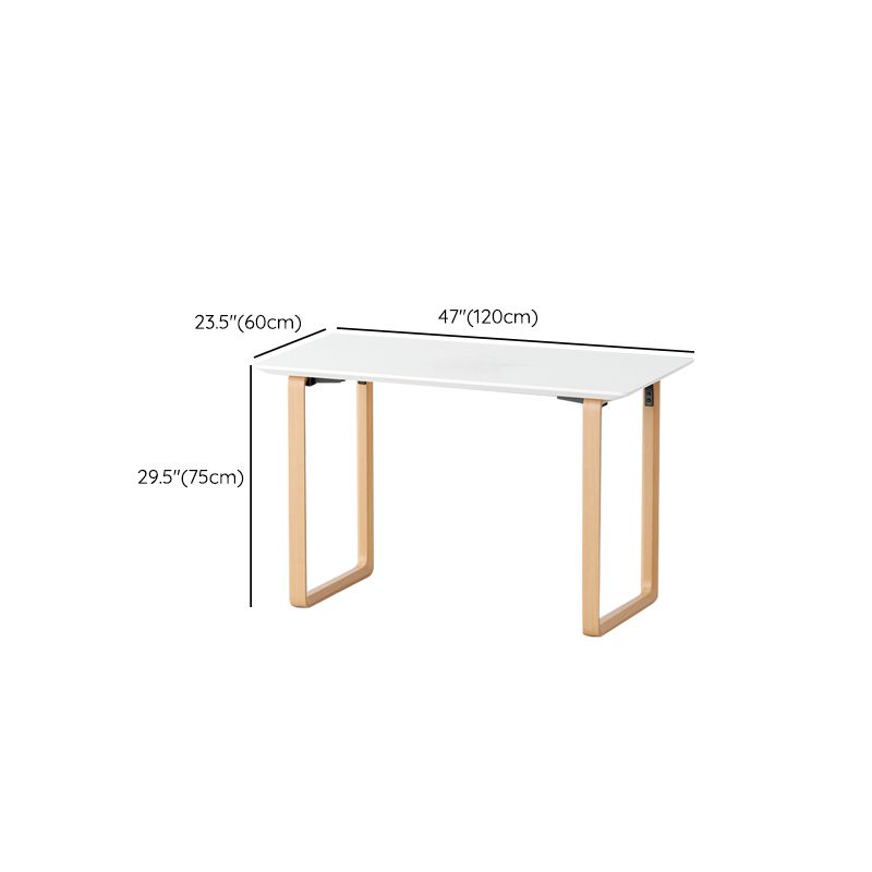 Contemporary Style Wood Office Desk Rectangular Shape Task Desk in White and Natural