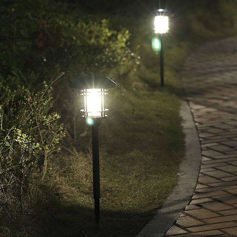 Minimalist House Shaped Stake Light Plastic Garden Solar LED Pathway Lamp in Smoke Grey