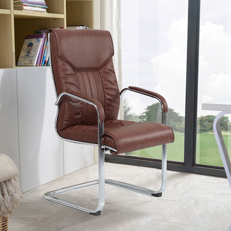 Modern Metal and Faux Leather Desk Chair with Hight Back Home Office Chair