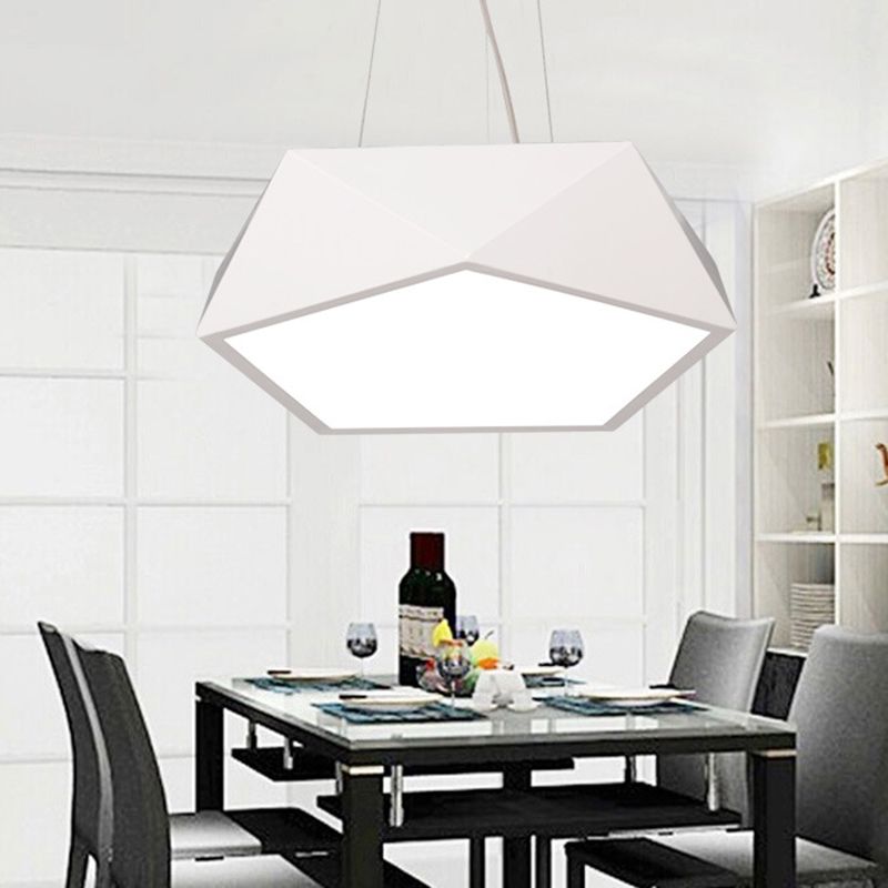 LED pentagonal pendentif lampe nordique métallique de bureau de suspension avec diffuseur acrylique