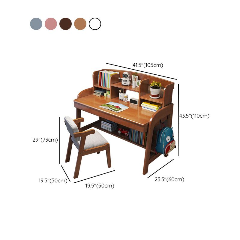 Contemporary Multifunctional Lifting Writing Desk with Storage Shelves