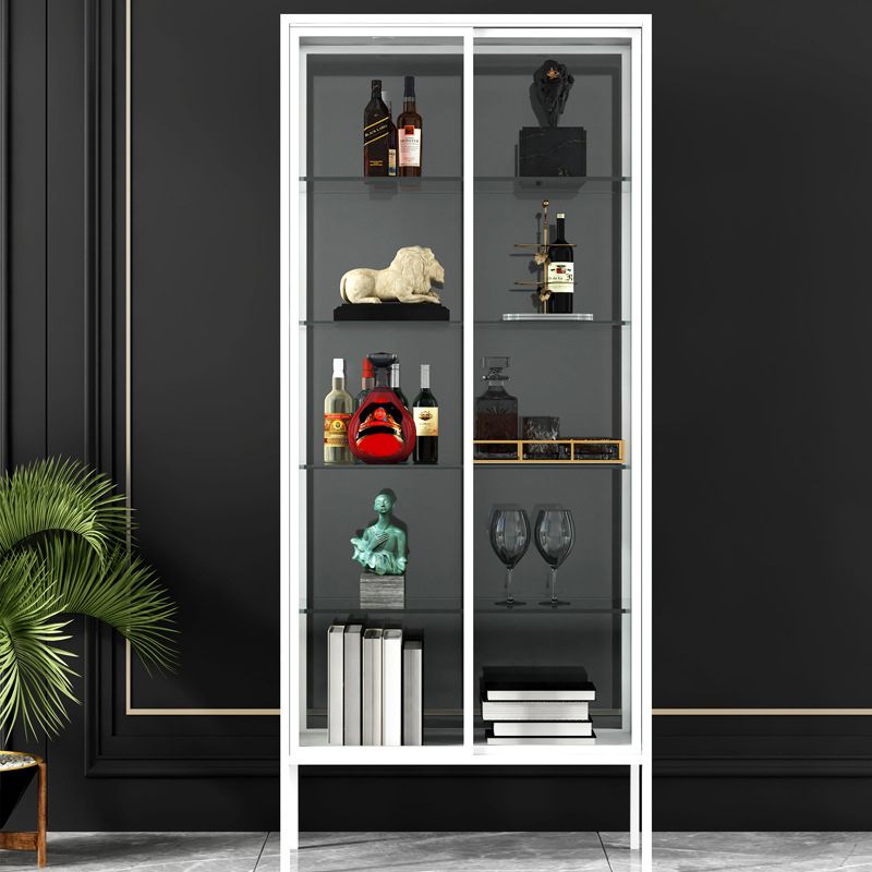 Glam Curio Cabinet Metal Glass Doors Buffet Cabinet for Living Room