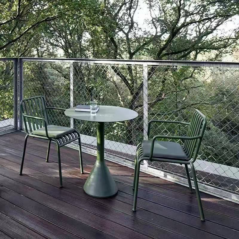 Modern Round/Square Patio Table Green Iron Frame Patio Table