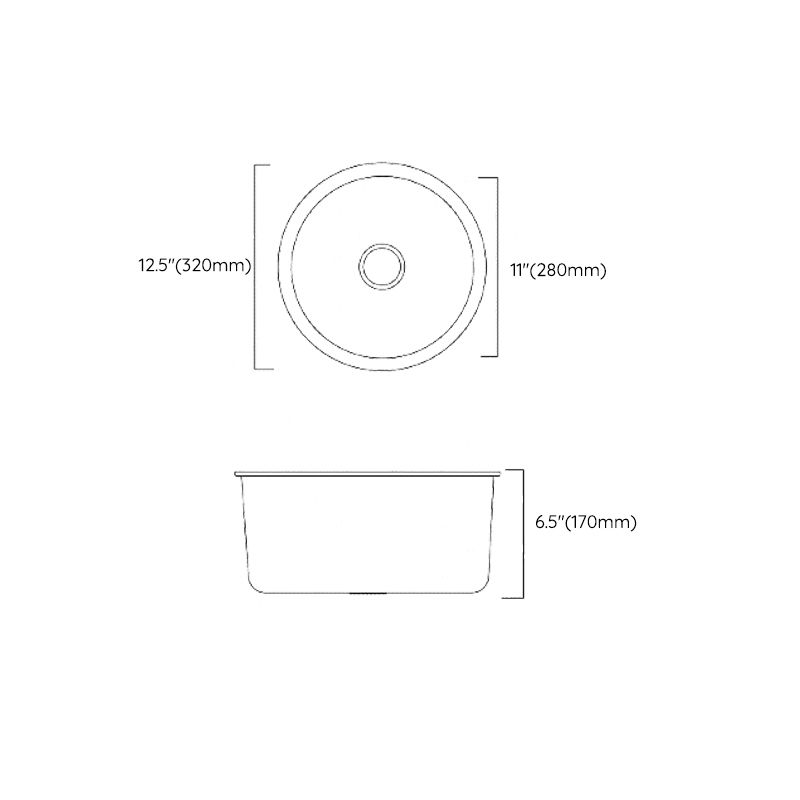 Classic Round Sink Stainless Steel Drop-In Friction Resistant Round Sink for Kitchen