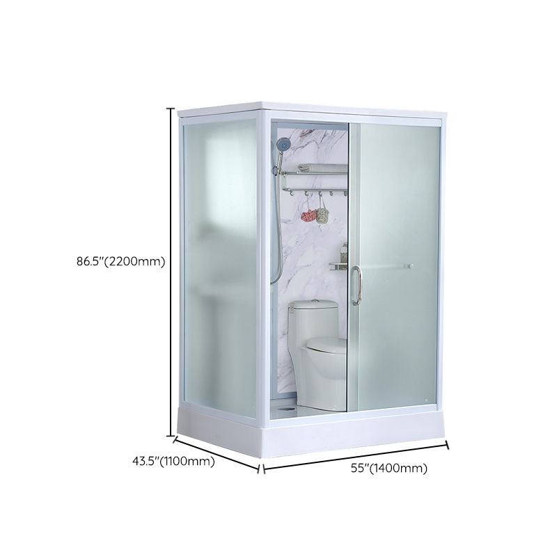 43" W X 86" H Shower Stall Semi-Frameless Rectangle Sliding Shower Kit with Base Included