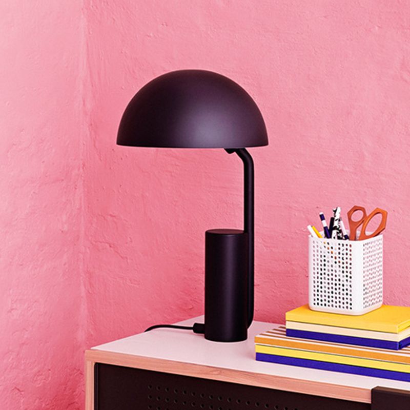 Dome Iron Night Task Lighting Modernist 1-Light Black/White/Pink Desk Light with Cylinder Base