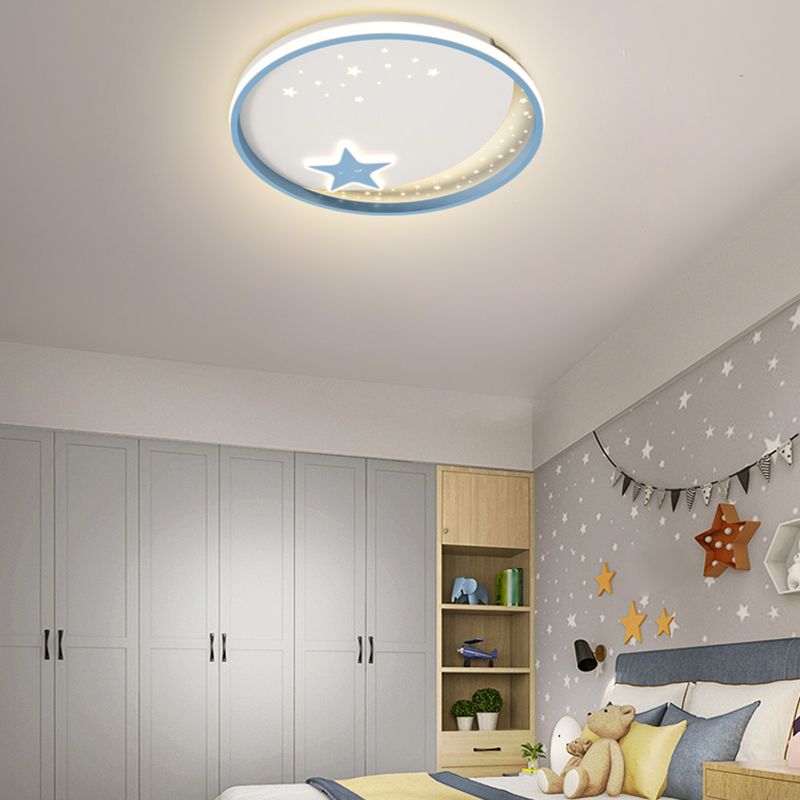 Modern Metal Flush Mount Circular Shape Ceiling Light with Acrylic Shade for Living Room