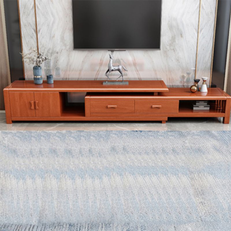 Rubberwood TV Stand Console Traditional TV Console with Drawers