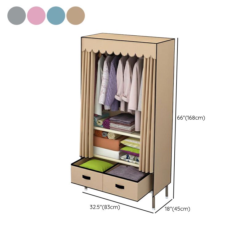 Modern Armoire Bedroom Small Wardrobe Armoire with 2 Drawers