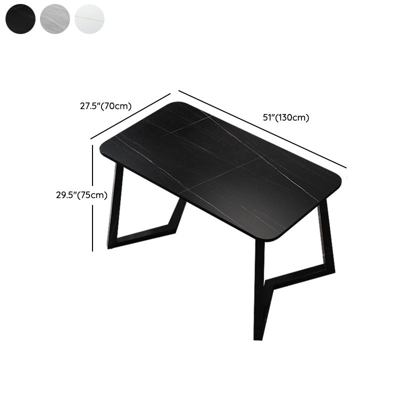 Stone Rectangle Office Desk Modern Style Writing Desk with Iron Legs