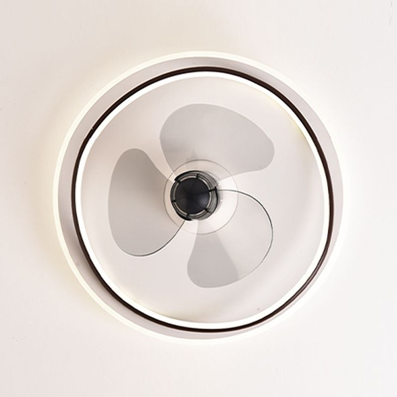 Nordic Round Fan Light Metal 20" Wide LED Flush Mount Light for Living Room