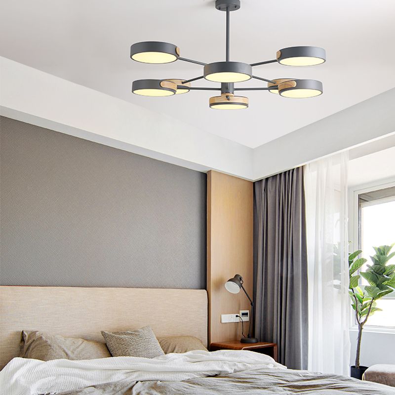 Modern Metal Flush Mount Cylinder Shape Ceiling Light with Acrylic Shade for Living Room