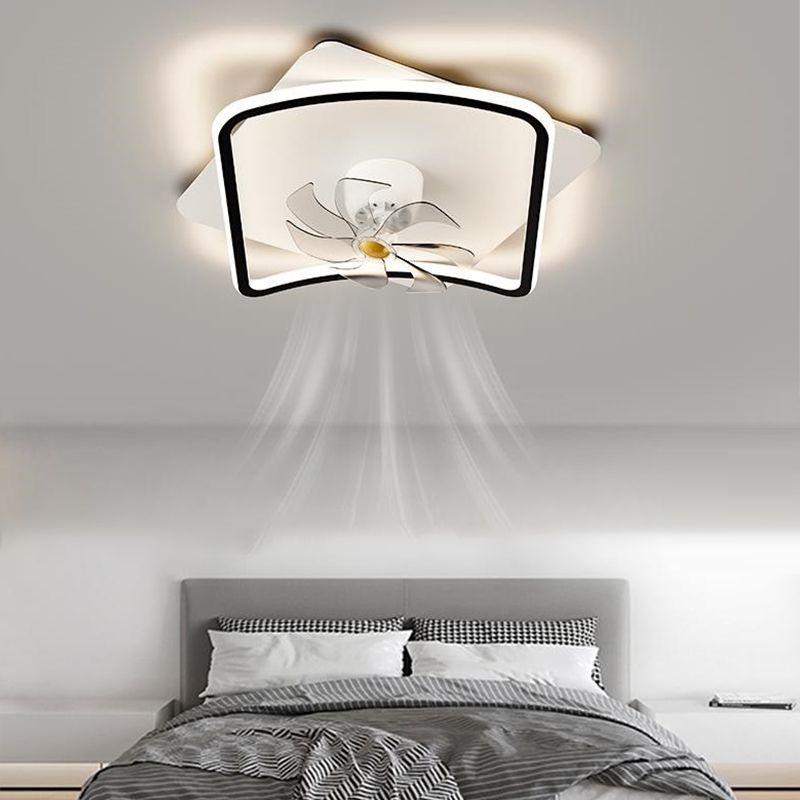 Nordic Style Ceiling Fan Lamp LED Geometry Shape Ceiling Fan Light for Living Room