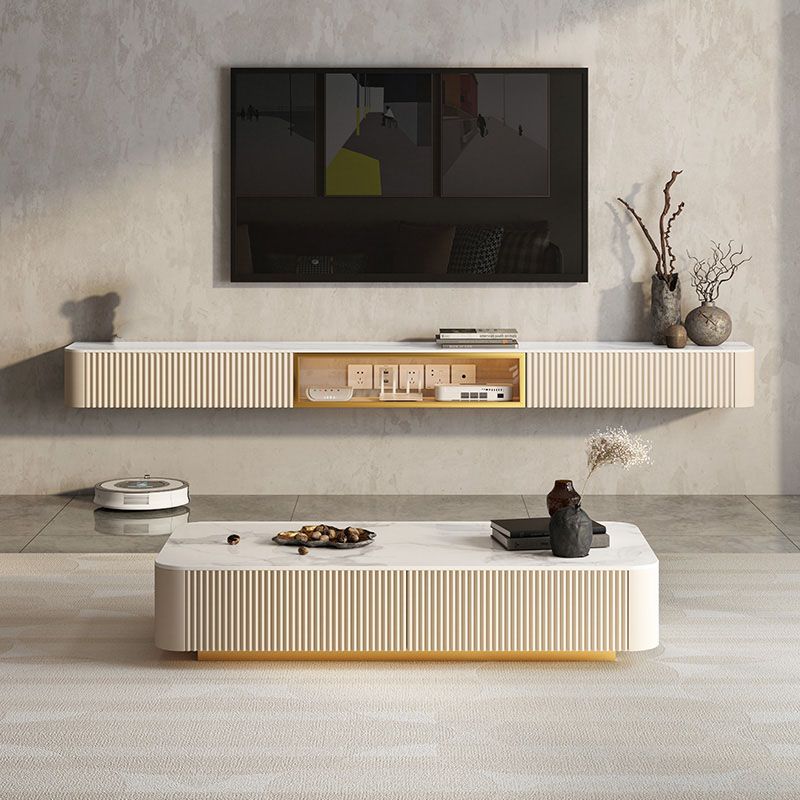 Floating TV Media Stand Contemporary TV Media Console with Drawers