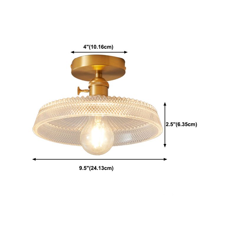 Single Golden Flush Mount Lighting Modernism Glass Shaded Ceiling Light